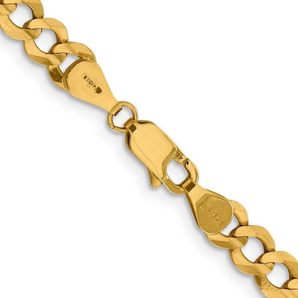 6mm 14K Yellow Gold Solid Light Flat Curb Chain Necklace, 24 Inch - Picture 4 of 7